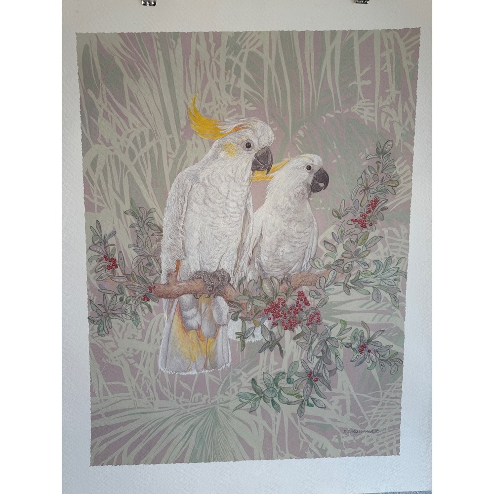 Vintage D Christopher Cockatoo Print Art Unisex OS Multi Good